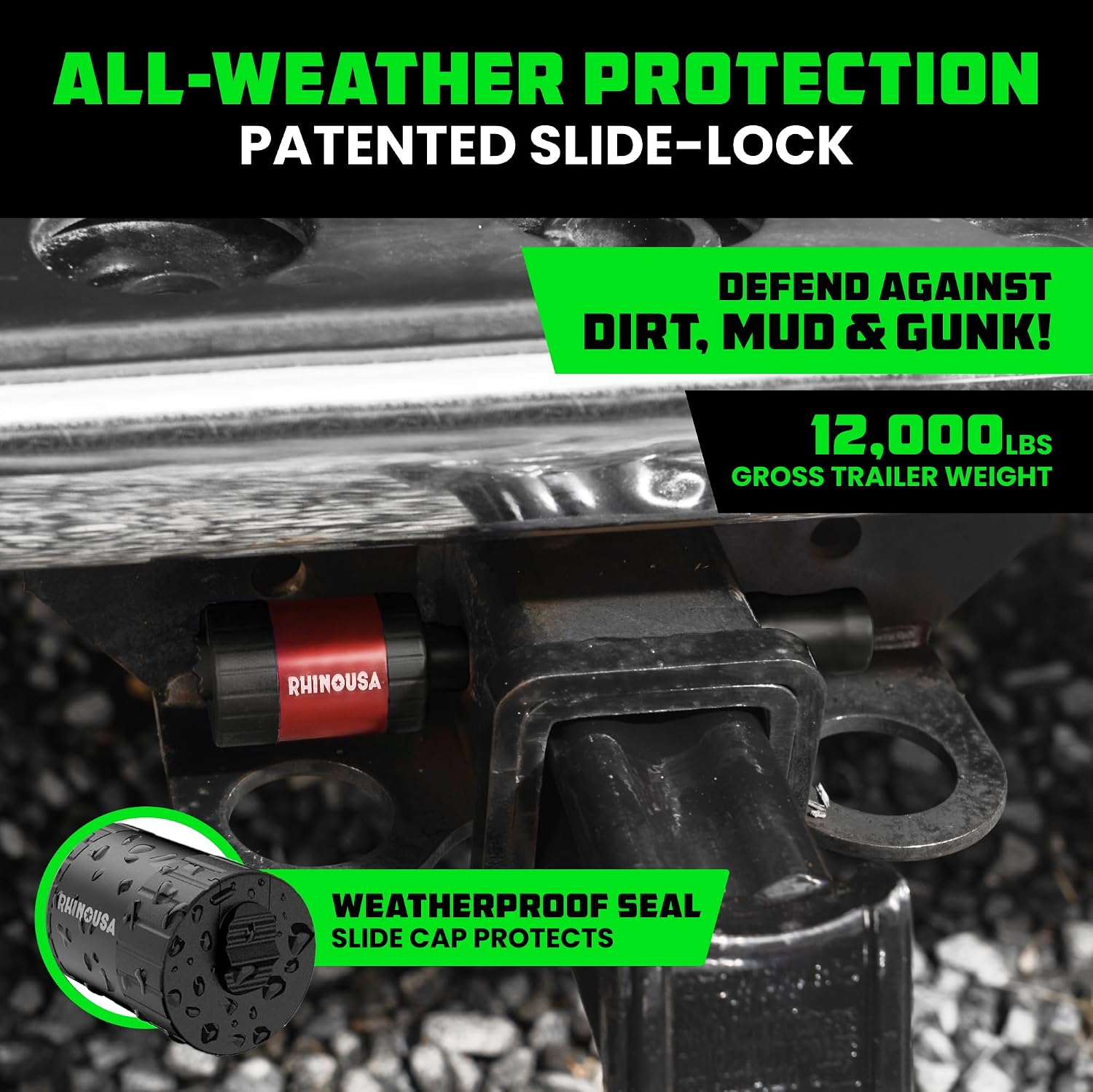 Rhino USA 2in Trailer Hitch Pin - Patented Locking Receiver Pin