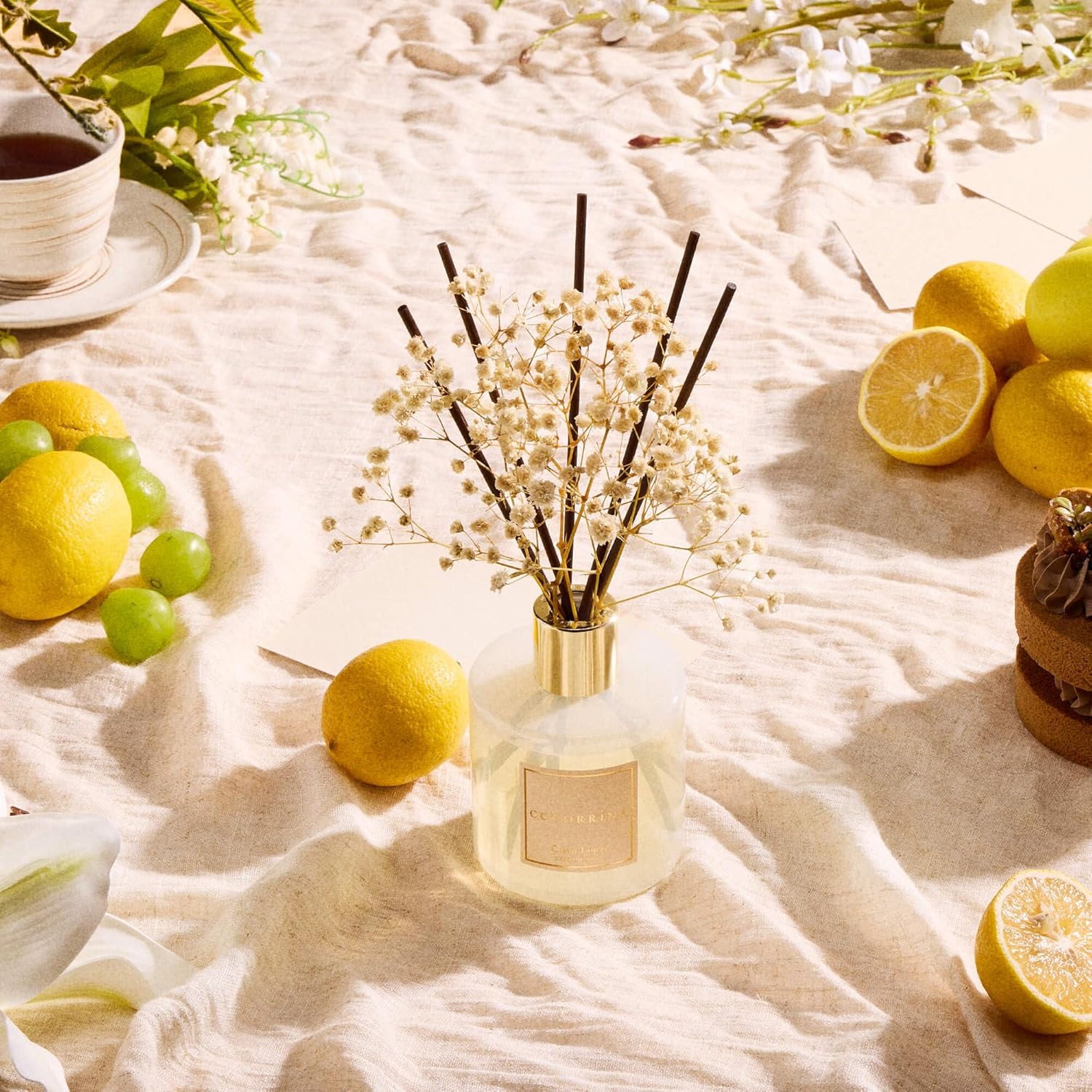 Cocorrína Reed Diffuser Set, Clean Linen 6.7 fl oz Scented Diffuser with Sticks Home Fragrance Reed Diffuser for Bathroom Shelf Décor