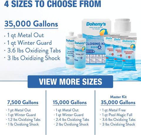 Doheny's Ultimate Pool Closing Kit, Winterizing Chemicals for Above Ground Pools, Inground Pools, Prevents Stains, Rust, Scale, Algae, Treats up to 35,000 Gallons