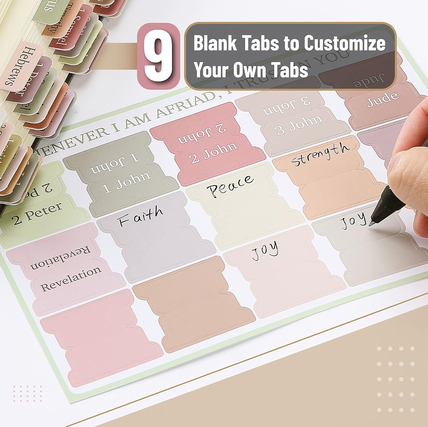 Mr. Pen- Bible Tabs, 75 Boho Theme Laminated Tabs for Women and Men