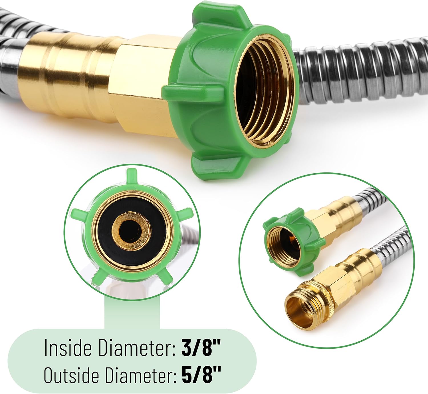 UNCO- Stainless Steel Metal Hose, 6 Feet, No Kink, Short Garden Hose Metal