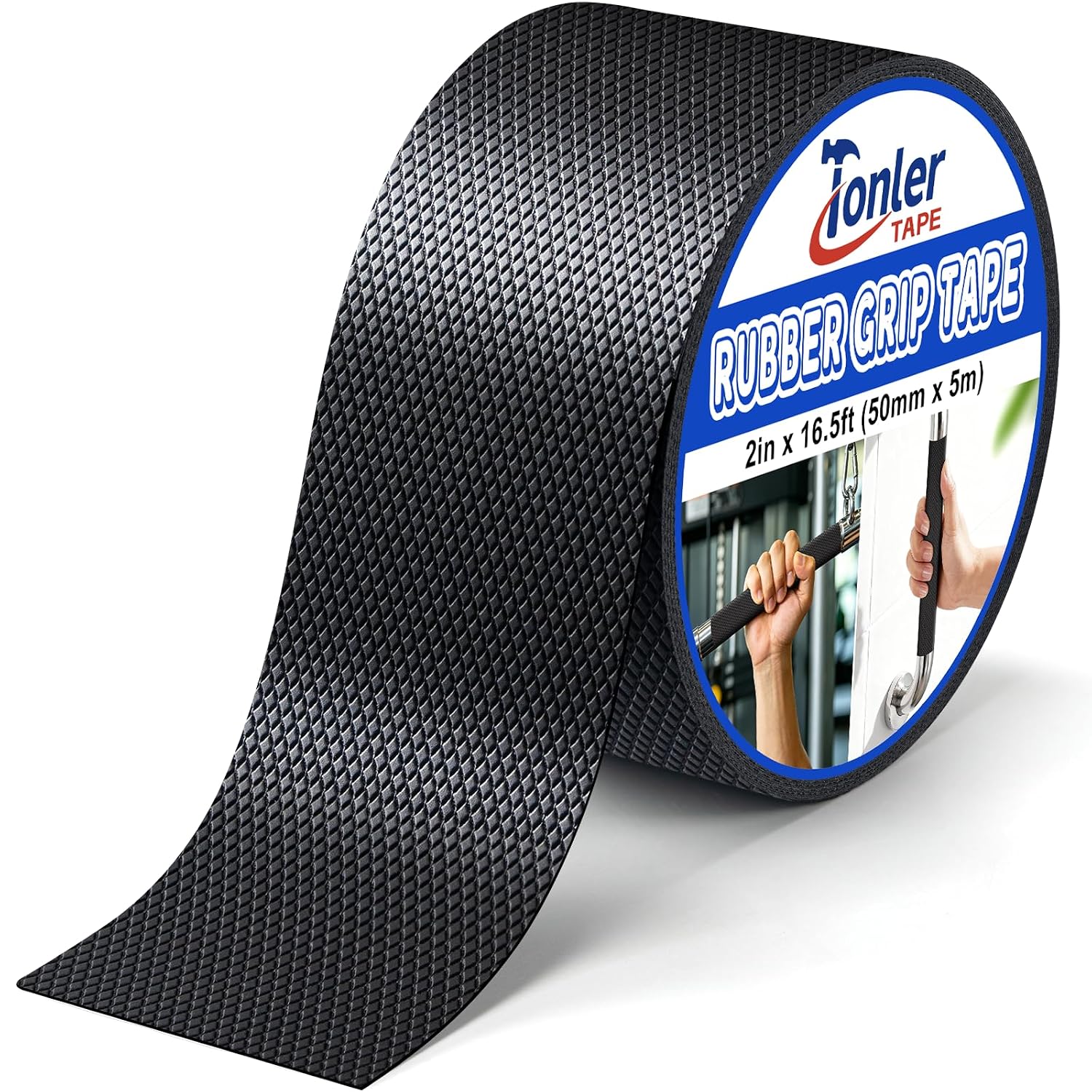 Ultra-Thin Black Anti-Slip Rubber Grip Tape 2" x 16.5FT Strong Adhesive