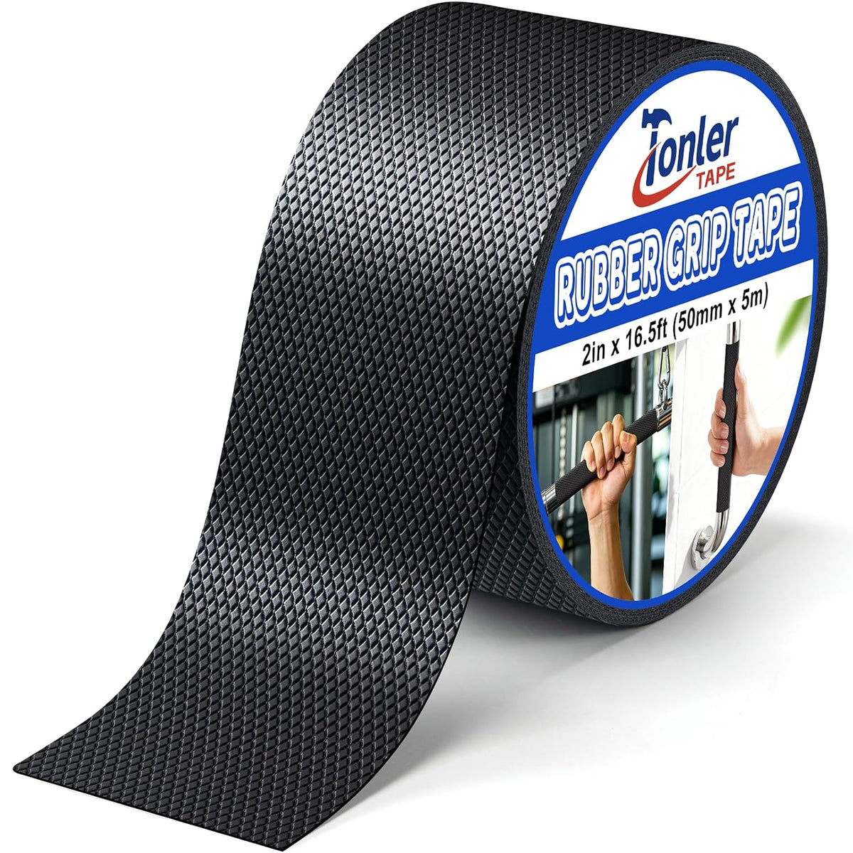 Ultra-Thin Black Anti-Slip Rubber Grip Tape 2" x 16.5FT Strong Adhesive