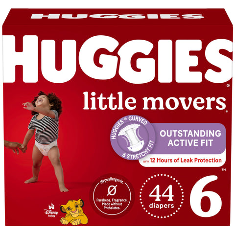 Huggies Size 6 Diapers, Little Movers Baby Diapers, Size 6 (35+ lbs), 44 Count