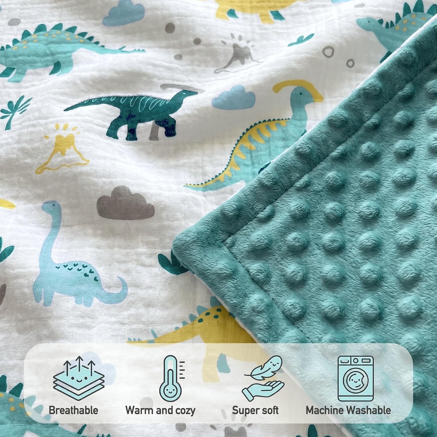 GLLQUEN BABY Muslin Baby Blankets for Boys, 2-Layer Toddler Blanket
