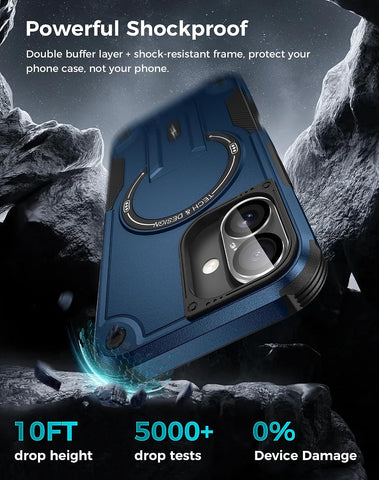 Goton 3 in 1 for iPhone 16 Case with Privacy Screen Protector Blue