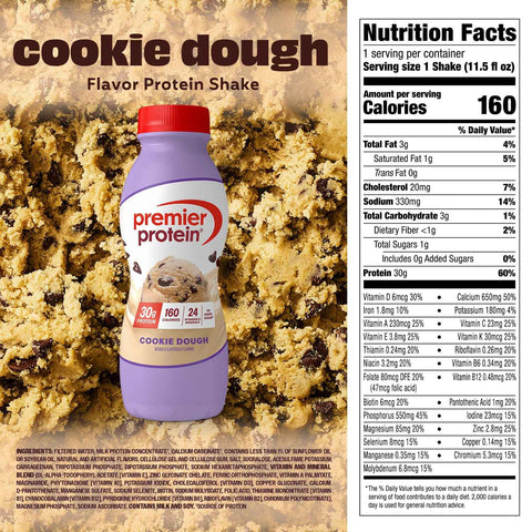 Premier Protein 30g High Protein Shake, Cookie Dough, 12 Pack