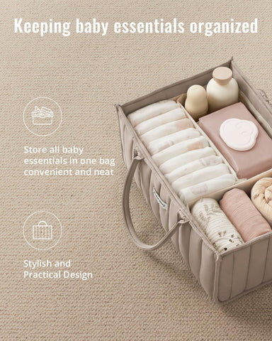 Blissful Diary Baby Diaper Caddy Organizer, Nursery Storage,Sand