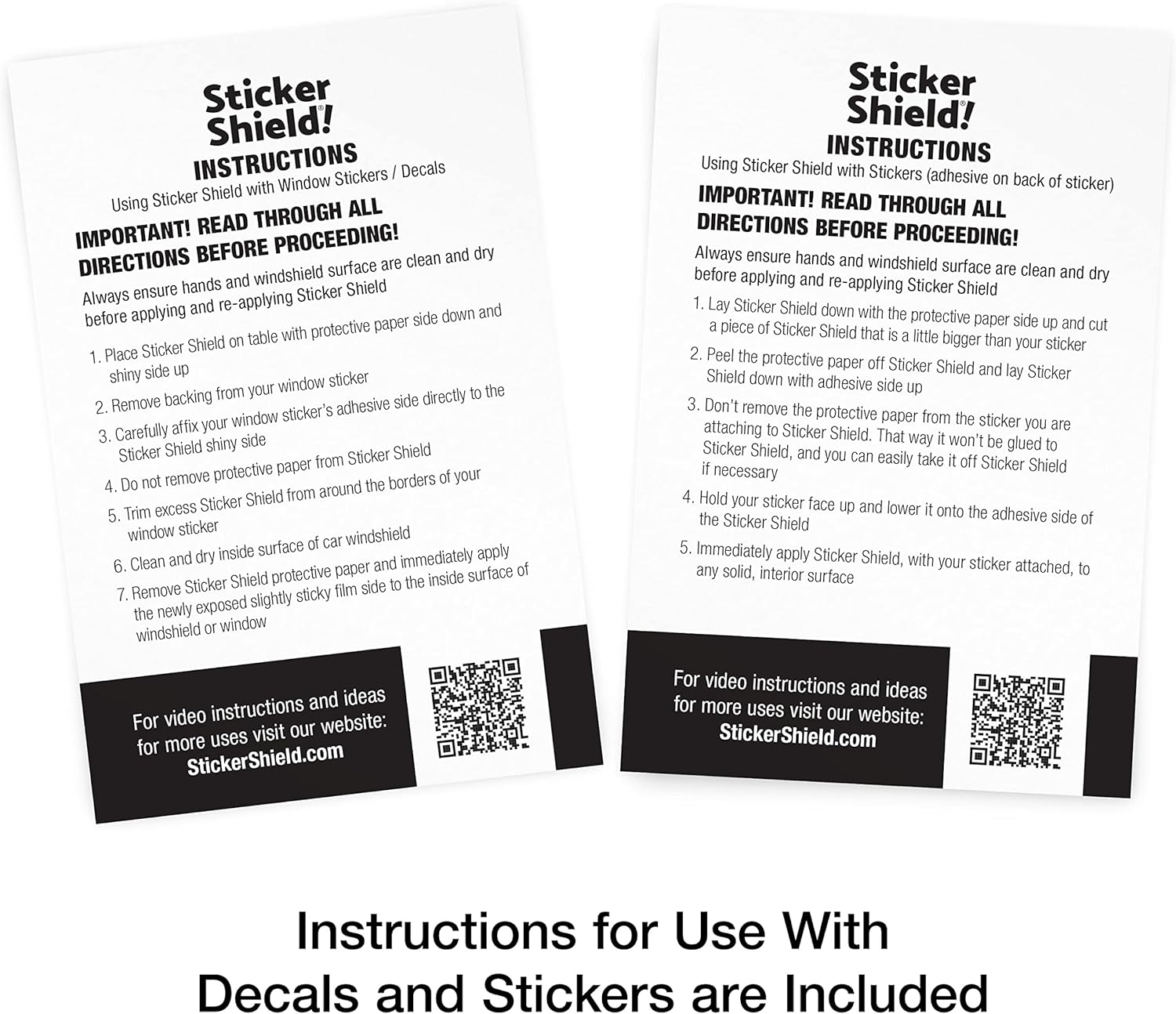 STICKER SHIELD - Windshield Sticker Applicator for Easy Application, Removal and Re-Application from Car to Car - 4 inch x 6 inch Sheets (Pack of 2 Sheets)