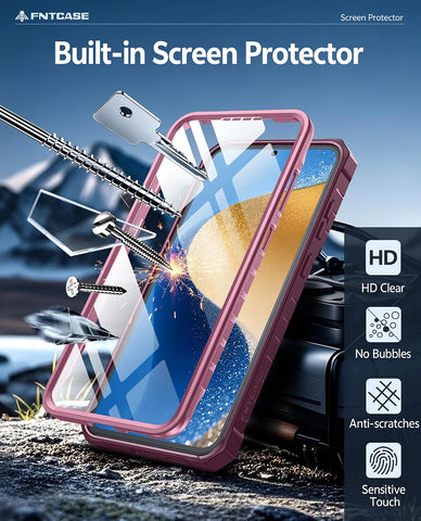 FNTCASE for Samsung Galaxy S26 FE Case, Built-in Screen Protector Kickstand