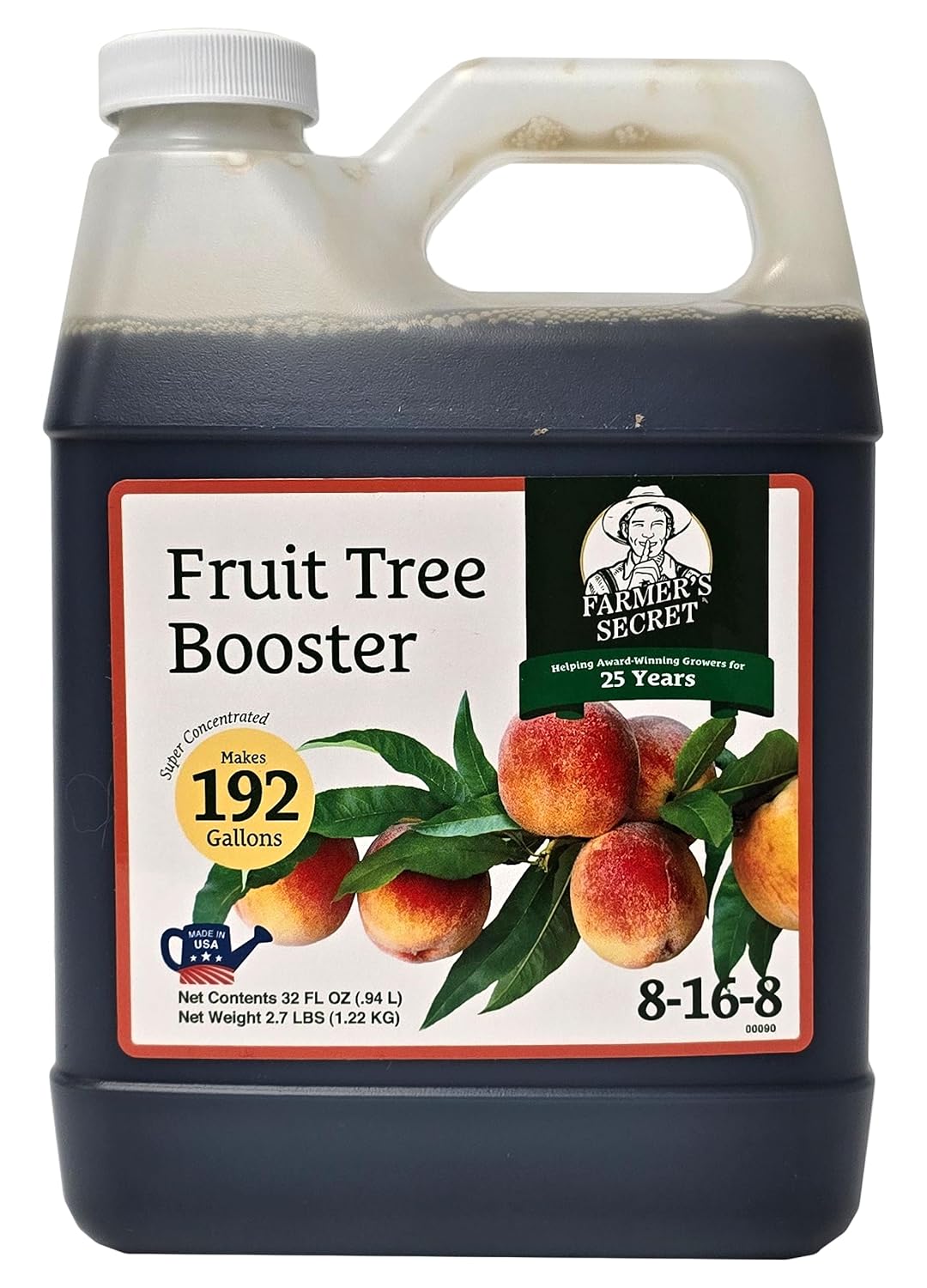 Farmer's Secret Fruit Tree Booster Fertilizer - Super Concentrated and Phosphorus Rich - Formulated for All Fruit Trees Including Peach, Banana, and Apple (32oz)