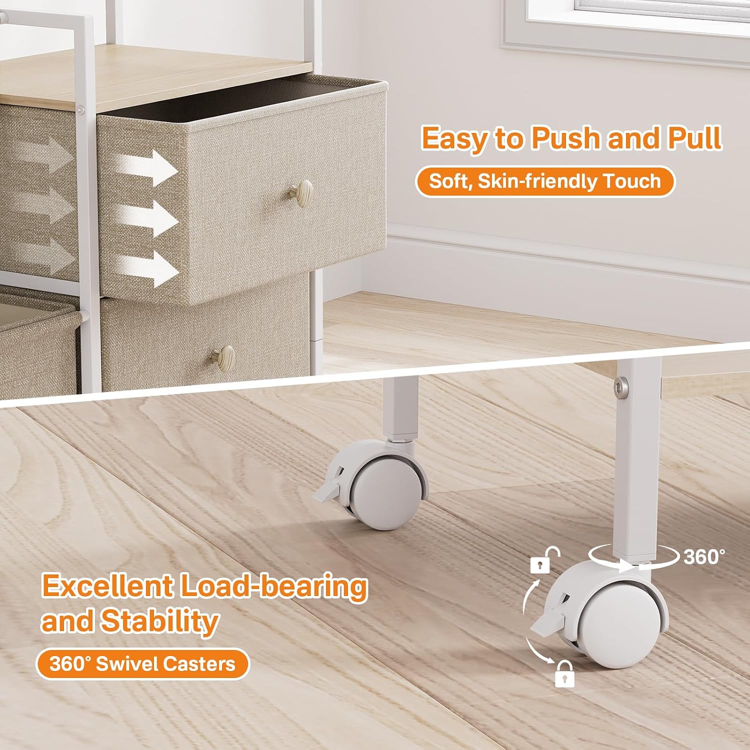 Modanais Baby Diaper Caddy Organizer Rolling Cart with Drawers, Off White