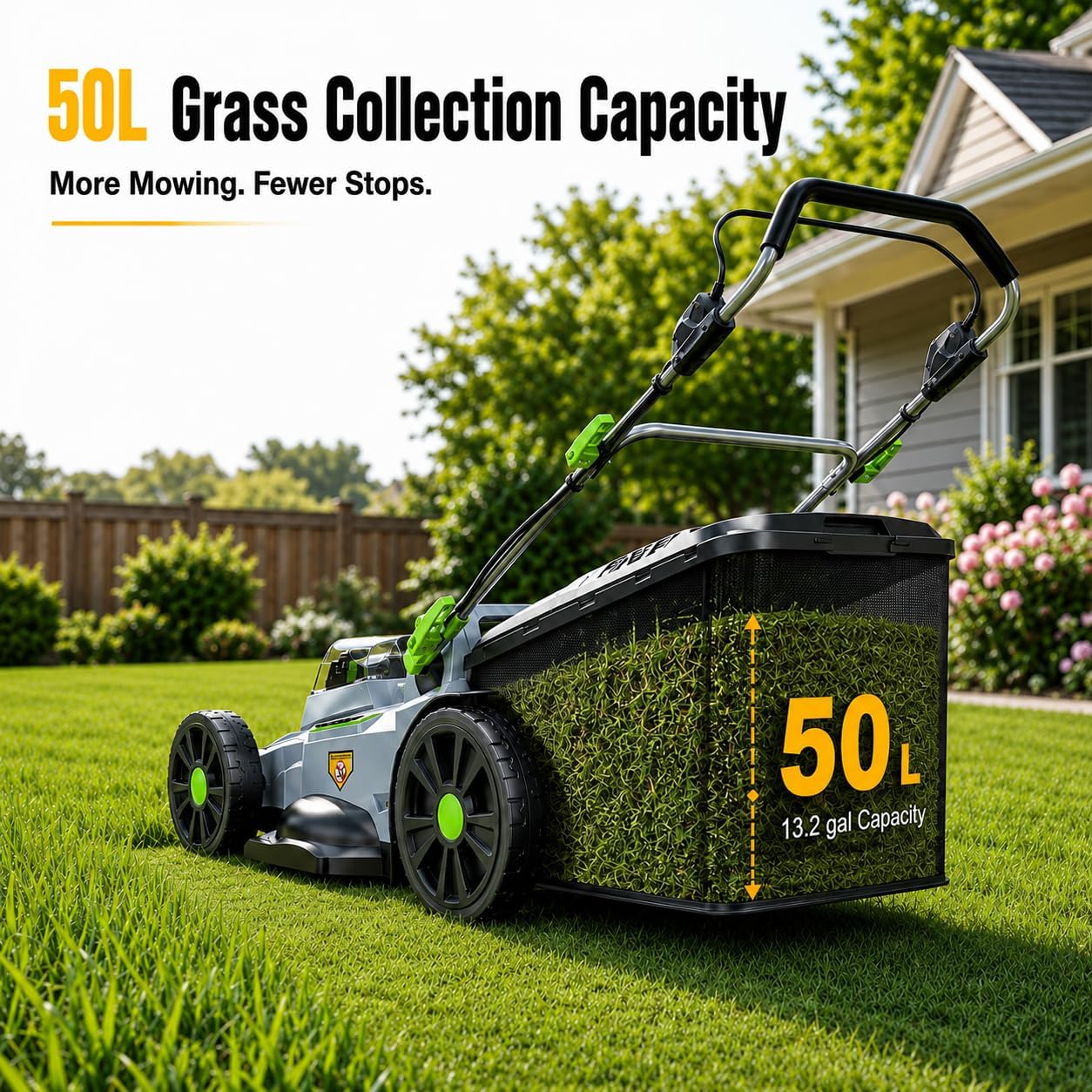 Cordless Lawn Mower, 17 in Walk Behind Lawn Mower for Yard & Garden
