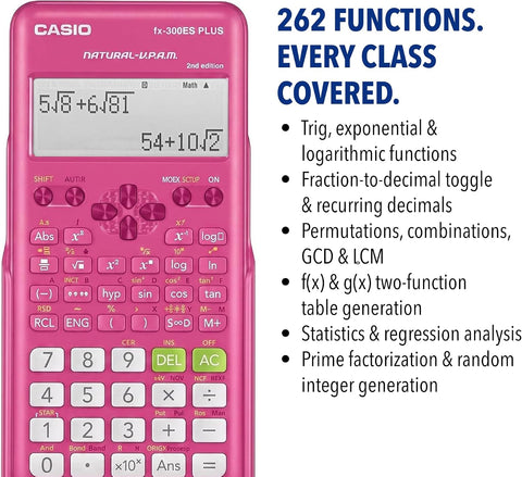 Casio FX-300ESPLSBPKWAIT Scientific Calculator, Pink