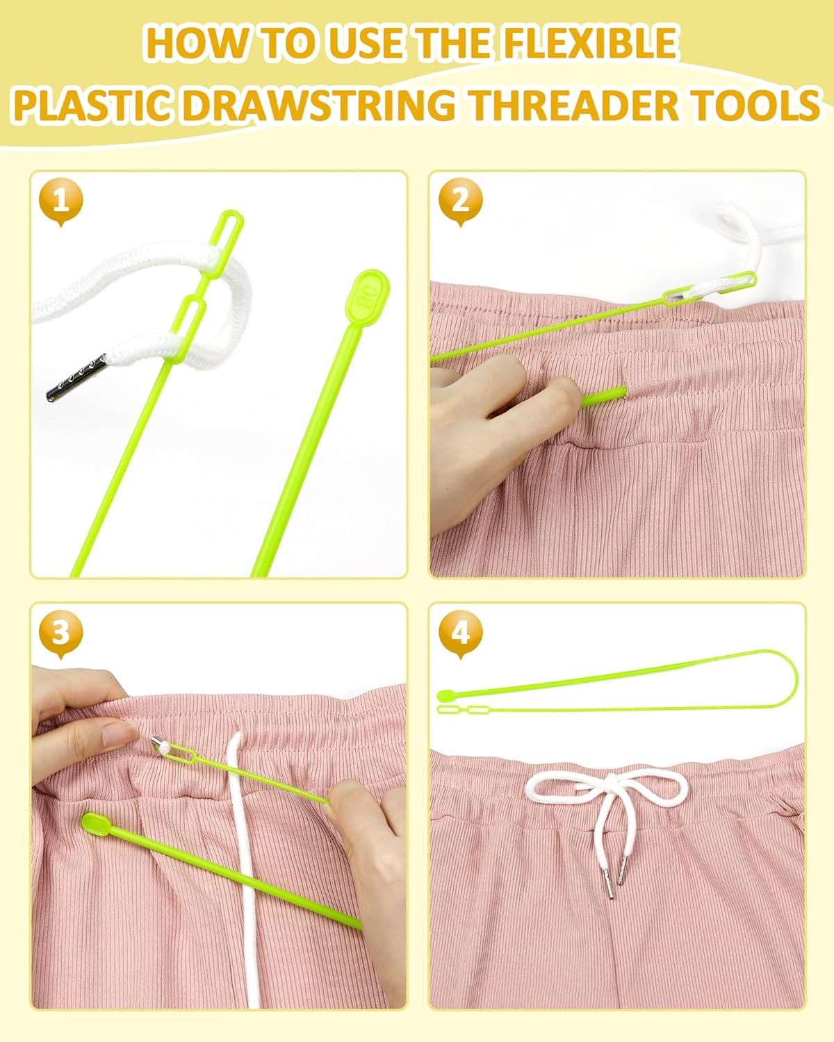 FIVEIZERO Drawstring Cord Kit-8pcs Draw Strings & Drawstring Threader Tool