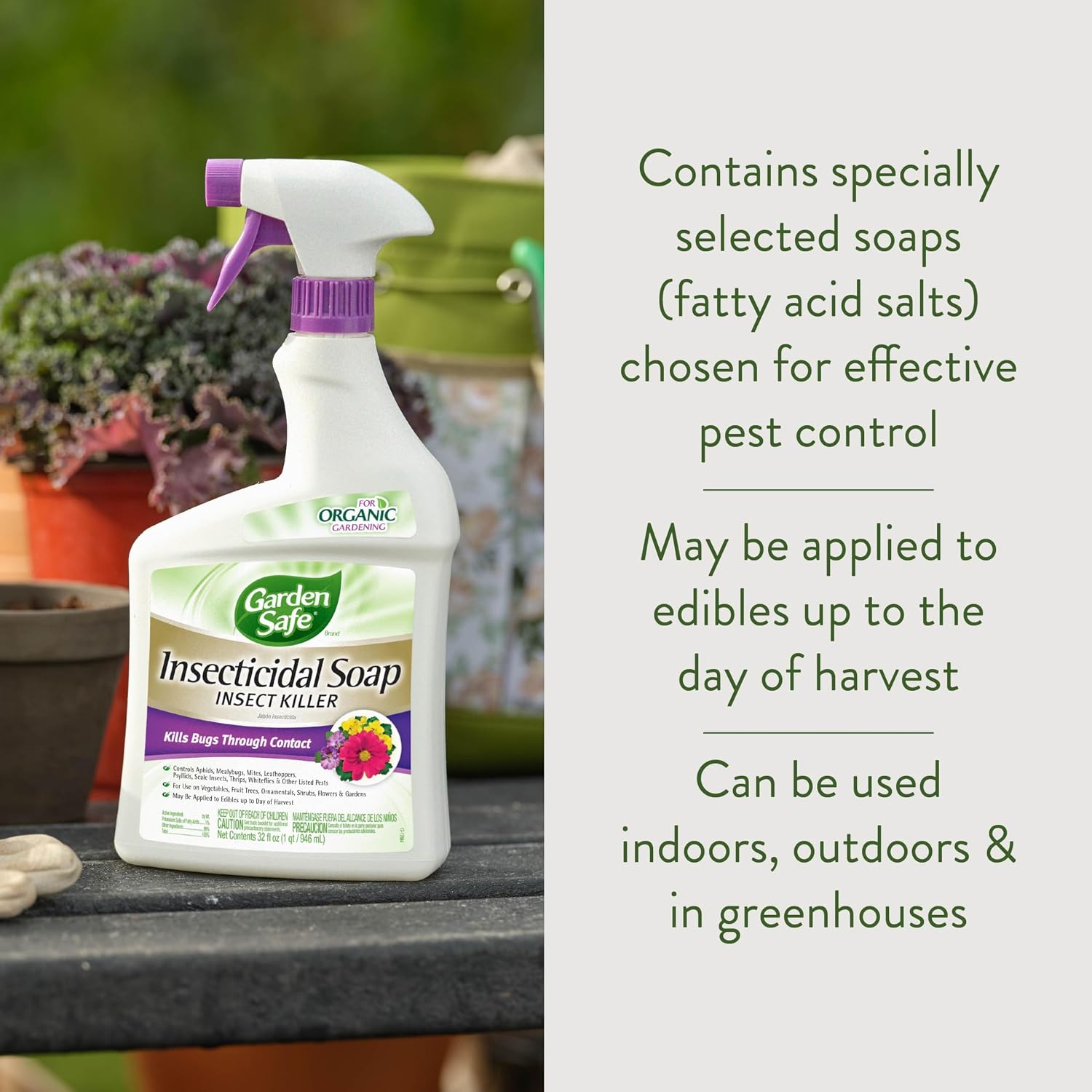 Garden Safe Insecticidal Soap Insect Killer Spray, 32 Oz