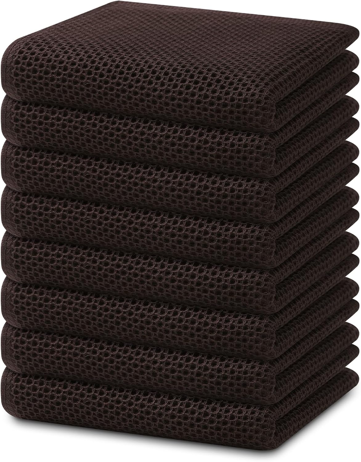Homaxy 100% Cotton Waffle Weave Kitchen Dish Towels 8-Pack, Dark Brown