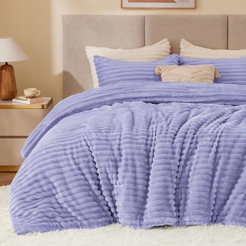 BEDELITE Fleece Twin/Twin XL Comforter Set, Fluffy Bed Set, Lavender