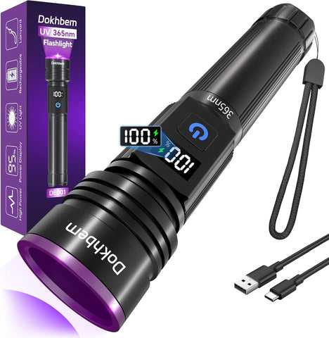 365nm UV Light Flashlight Rechargeable Black Light for Pet Urine Detection