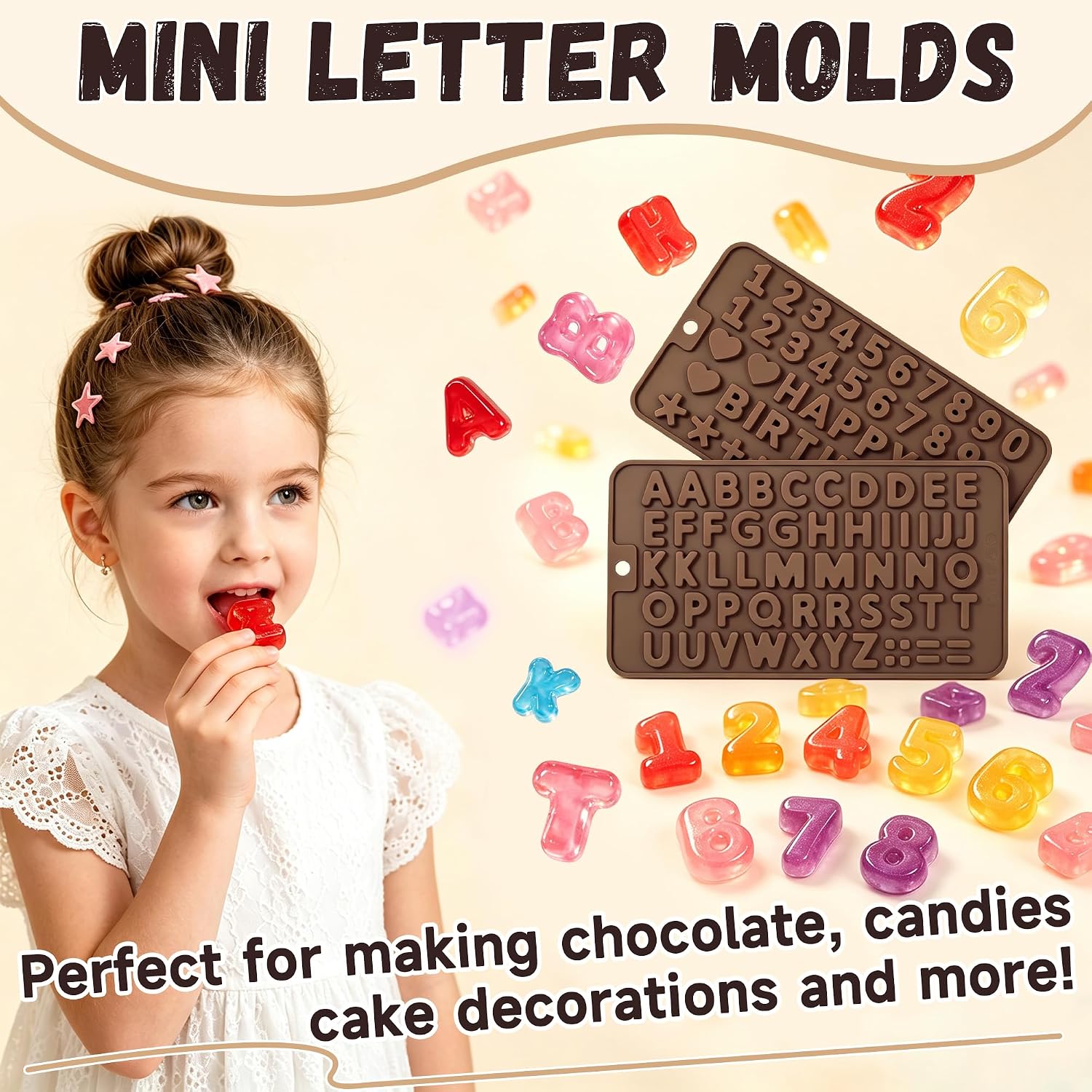 2Pcs Letter Silicone Molds, Chocolate Molds for Alphabet Decorating Cake