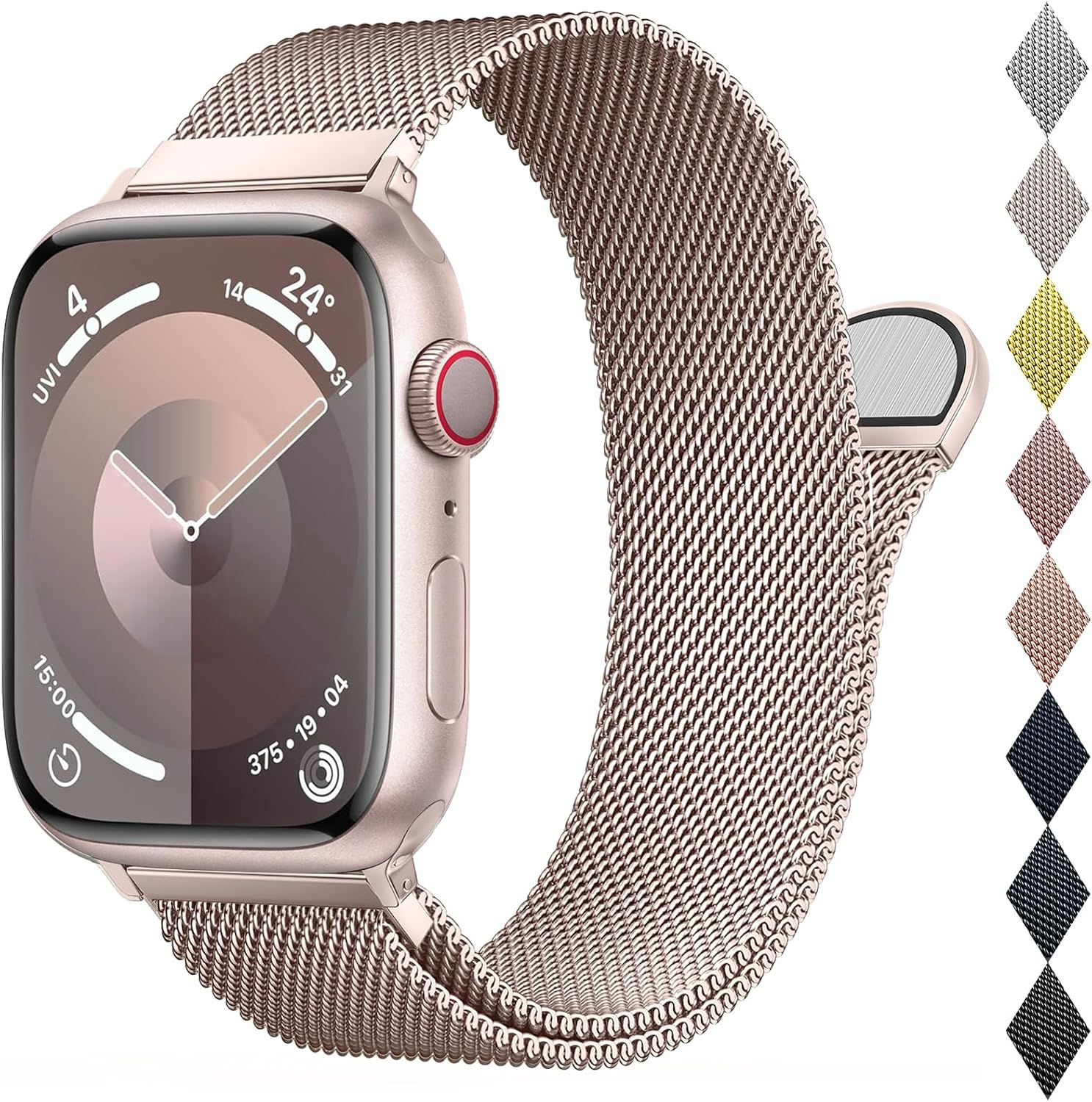 BELONGME Mesh Metal Loop Compatible with Apple Watch Band 40mm 41mm 38mm 42mm Series 11 10 9 8 7 6 5 4 3 2 1, SE 3 2 1 Women Men, Stainless Steel Strap with Magnetic Clasp for iWatch Bands