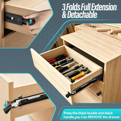 22 inch Locking Full Extension Ball Bearing Black Drawer Slides