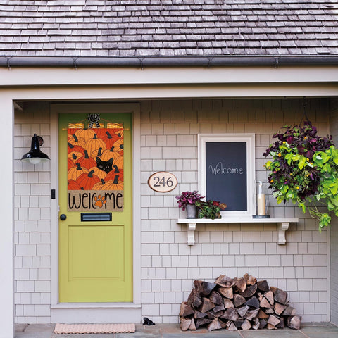 AVOIN colorlife Black Cat Pumpkins Fall House Flag 28x40 Inch Outside