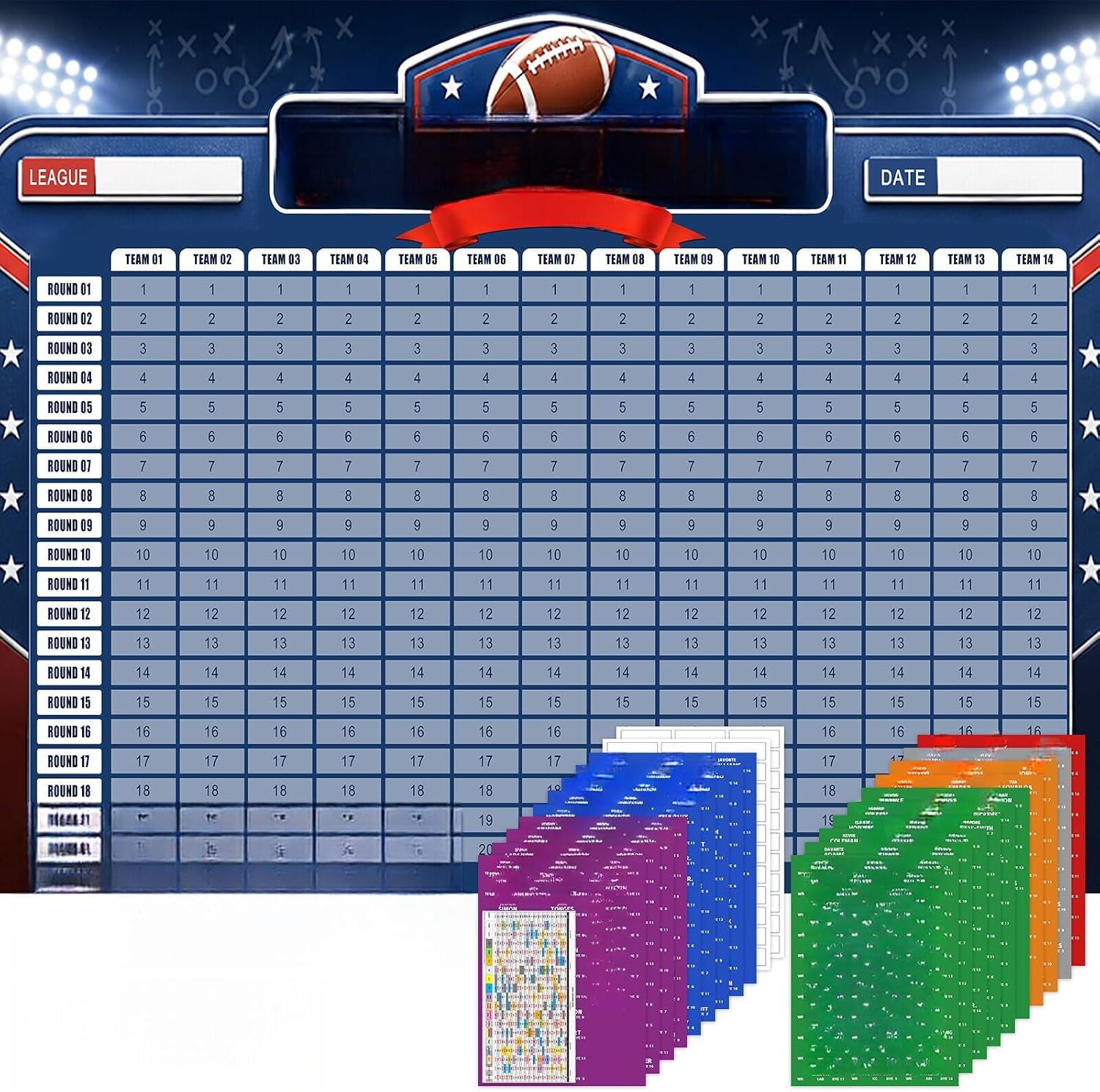 2026-2027 Fantas Football Draf Board Kit, Traceless 692+ Labels