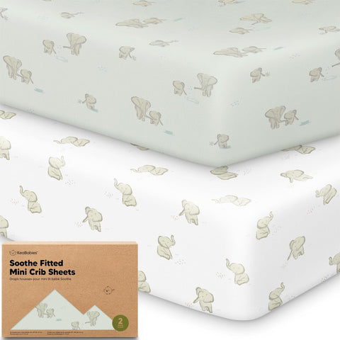 2-Pack Mini Crib Sheets Fitted, 38x26 Pack N Play Mattress Sheets (Elly)