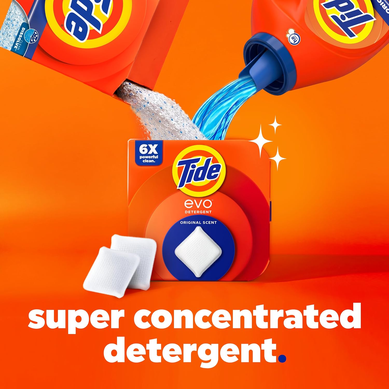 Tide evo Laundry Detergent Original Scent Works on 100% of Common Stains Concentrated Travel Detergent HE Compatible and Instant Dissolve Fights Stains Better than Leading Detergent Sheet, 42 Count