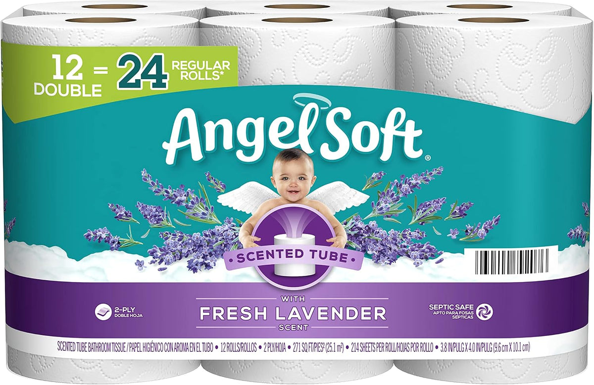 Angel Soft Toilet Paper, Lavender Scent, 12 Double Rolls, 12 = 24 Regular Rolls (Packaging May Vary)