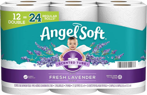Angel Soft Toilet Paper, Lavender Scent, 12 Double Rolls, 12 = 24 Regular Rolls (Packaging May Vary)