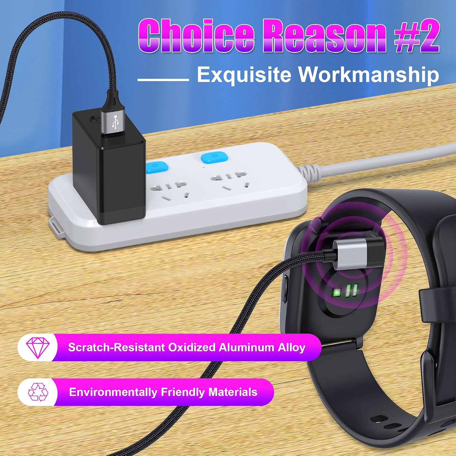 AGVEE 2 Pack 3.3ft Charger for Garmin Watch, L-Shape Charging Cable