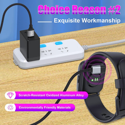 AGVEE 2 Pack 3.3ft Charger for Garmin Watch, L-Shape Charging Cable