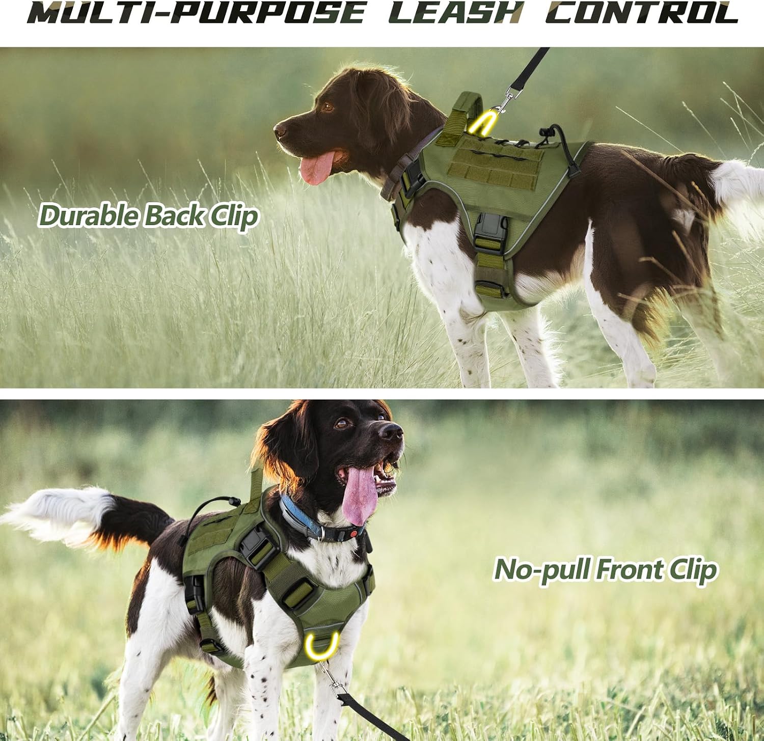 WINGOIN Green Tactical Dog Harness for Extra Large Dogs,No Pull Dog Harness