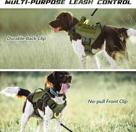 WINGOIN Green Tactical Dog Harness for Extra Large Dogs,No Pull Dog Harness