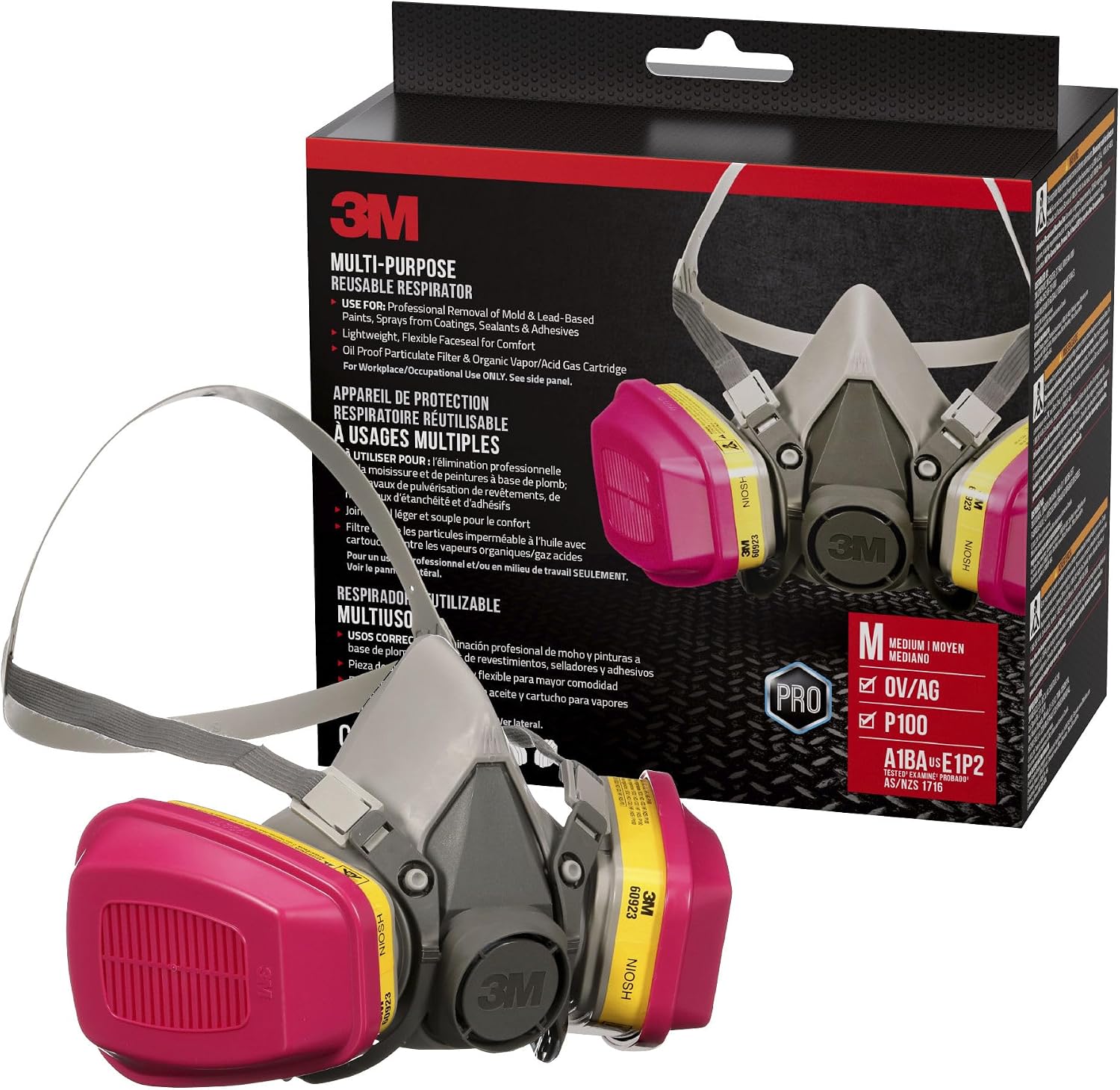 3M P100 / OV/AG Multi-Purpose Reusable Respirator 62023, Medium