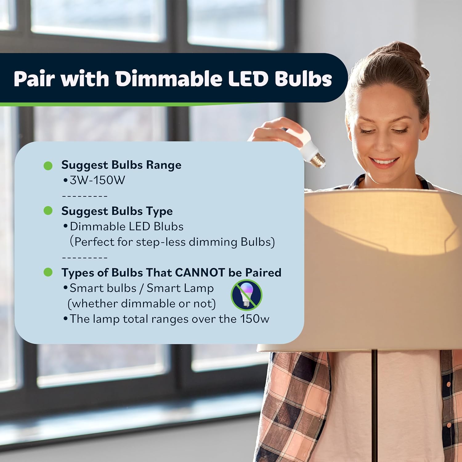 TOPGREENER Plug-in Dimmer Switch for Lamps, Full Range Control,6-FT Cord,1P