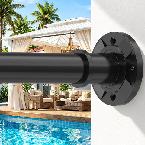 Tension Curtain Rod 31-88 inch Black Shower Curtain Rods for Bathroom Adjustable Curtain Rods No Drilling for Windows Spring Rod for Closet Tension Or Screw Mount Easy Install Non Slip, No Rust
