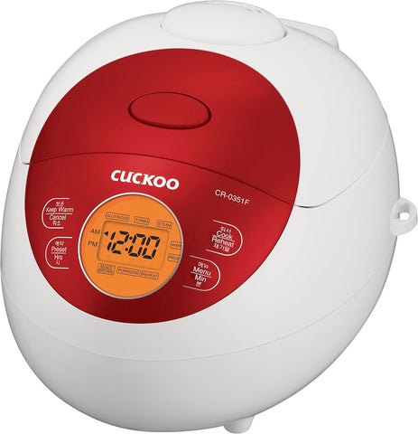 CUCKOO Micom Fuzzy Logic Rice Cooker, 6-Cup Cooked, Red, CR-0351FR