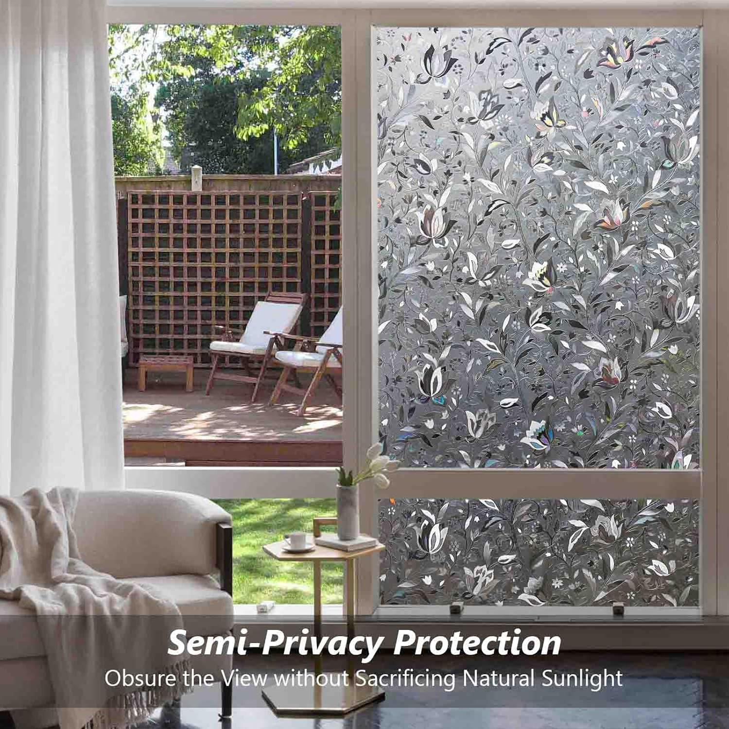 Kromapolis Window Privacy Film, Stained Glass, Grayish Black 29.5″ x 157.4″