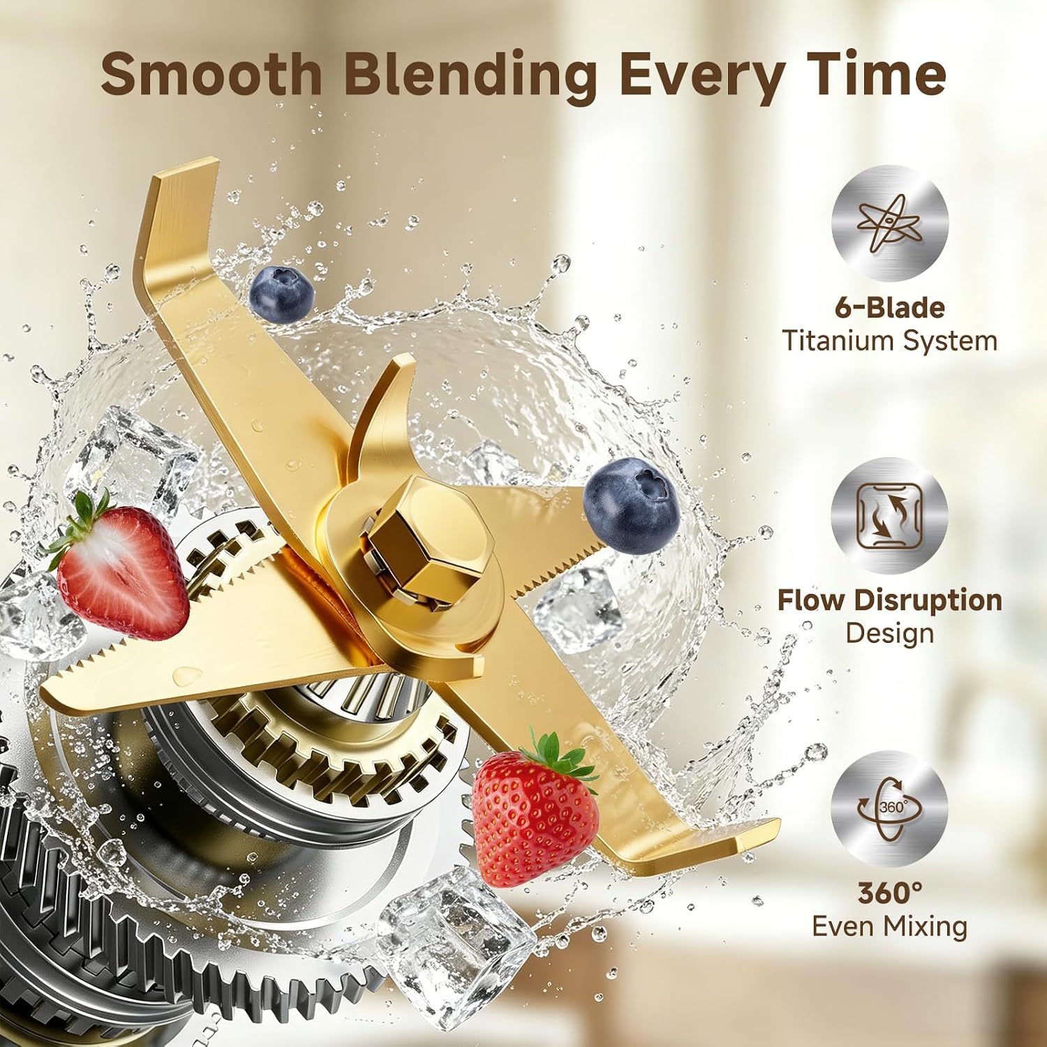 AMZCHEF 1800W Smoothies Blender, Ice-Crushing Countertop Blenders