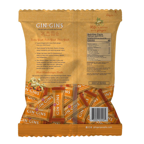 GIN GINS Mandarin Orange Ginger Chews Made w/Fresh Ginger 1lb 1Pk
