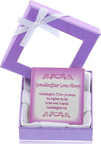 Granddaughter Gift - Stretch Heart Charm Bracelet - Gift Boxed with Sentimental Card - 'Love Granddaughter Always' with Beads & Synthetic Pearls