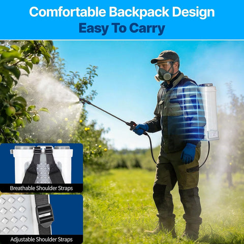 Battery Powered Backpack Sprayer 4 Gallon, 21V 2.6Ah Electric Sprayer