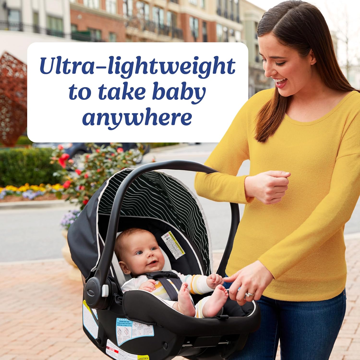 Graco SnugRide Lite LX Infant Car Seat, Lightweight Rear-Facing Seat for Babies 4–30 lb, 4-Position Adjustable Base, Latch Installation & ProtectPlus Engineered, Lilac Mod