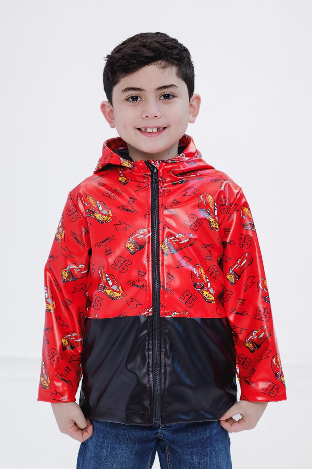 Disney Boys' Hooded Zip-Up Rain Jacket Toddler to Little Kid