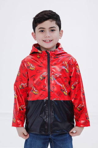 Disney Boys' Hooded Zip-Up Rain Jacket Toddler to Little Kid