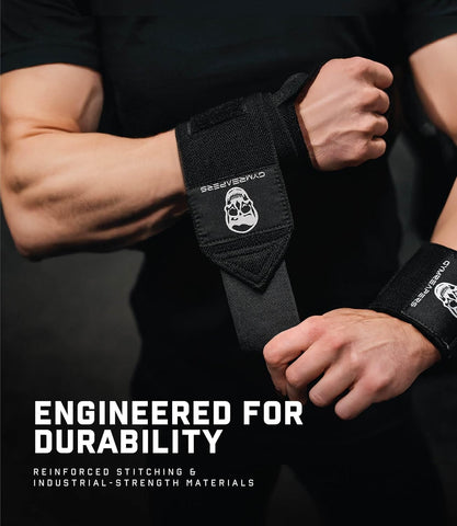 Gymreapers Weightlifting Wrist Wraps (IPF Approved) Professional Quality Wrist Support with Heavy Duty Thumb Loop - Best Wrap for Powerlifting Competition, Strength Training, Bodybuilding