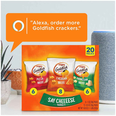 Goldfish Say Cheeeese Cheese Cracker Snack Packs, 20 Count Variety Pack